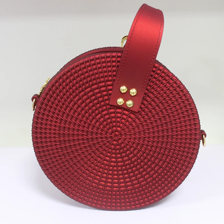 

China wholesale new high-end customized fashion jelly hand-woven round hand-grabbed women grass rattan handbag, No color limited