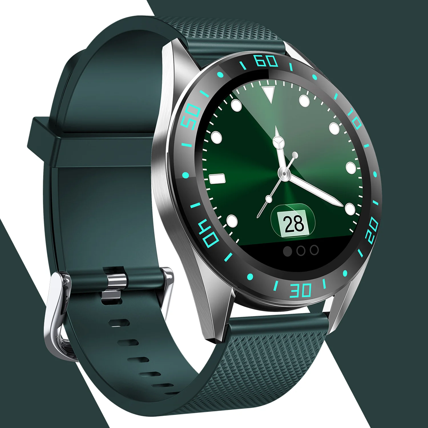 

2021 New fashion dial GT105 smart watch custom logo private label waterproof luxury man sports mens smart watches for men, Green/black/orange