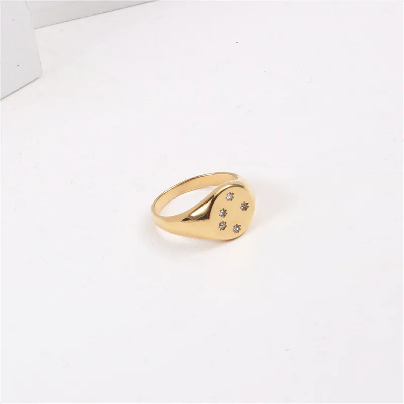 Stylish PVD Gold Plated Zircons Star Rings Stainless Steel Rings for Women Trendy Jewelry Wholesale