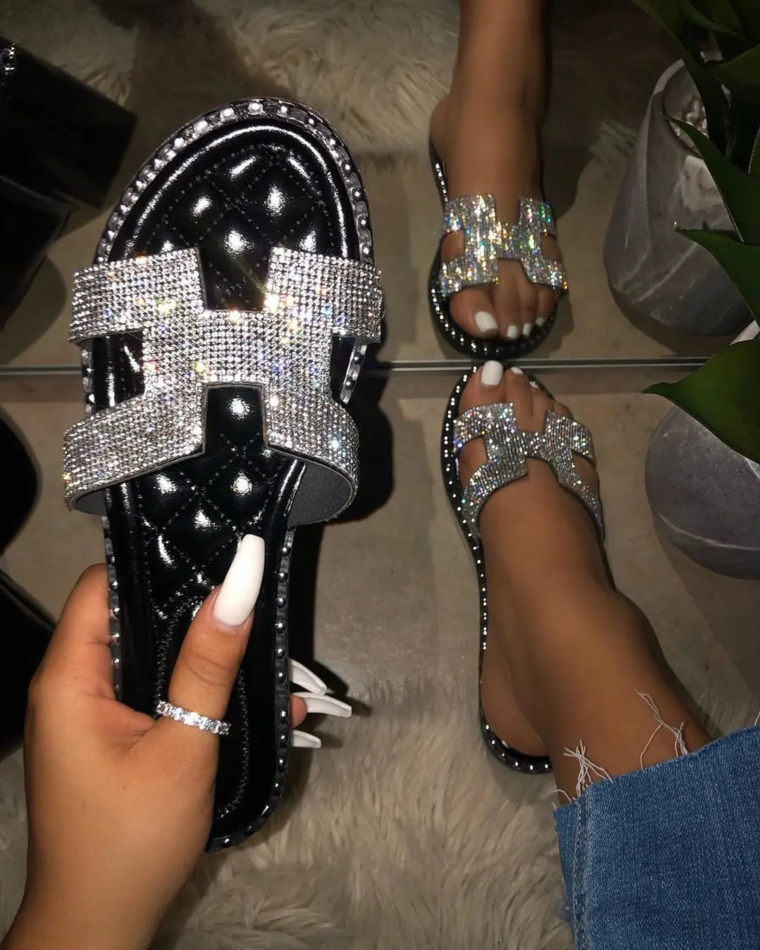 

Ladies fashion wholesale transparent wood flat slippers leopard print slippers for indoor and outdoor use