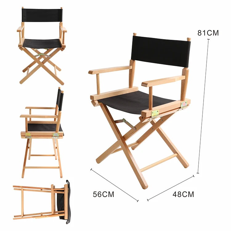 
HOMFUL Garden Camping Arm Chair Foldable Wooden Director Chair 