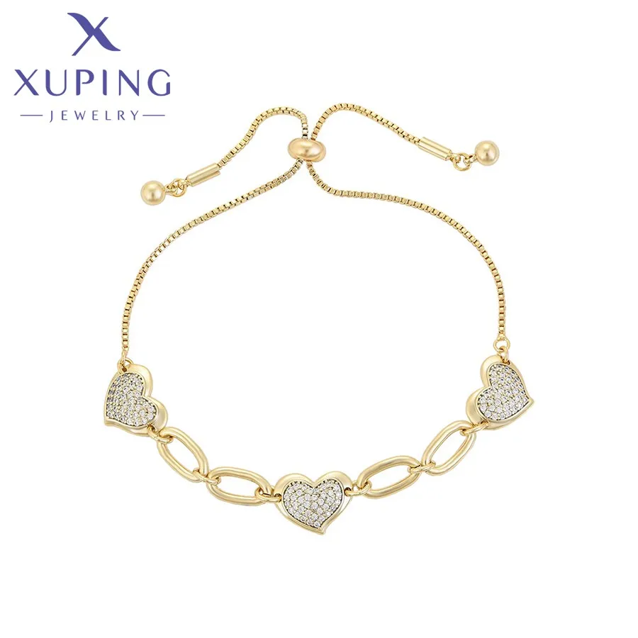 

X000705211 Xuping Fashion luxury 14k gold diamond heart style jewelry bracelet Valentine's Day gift women bracelet