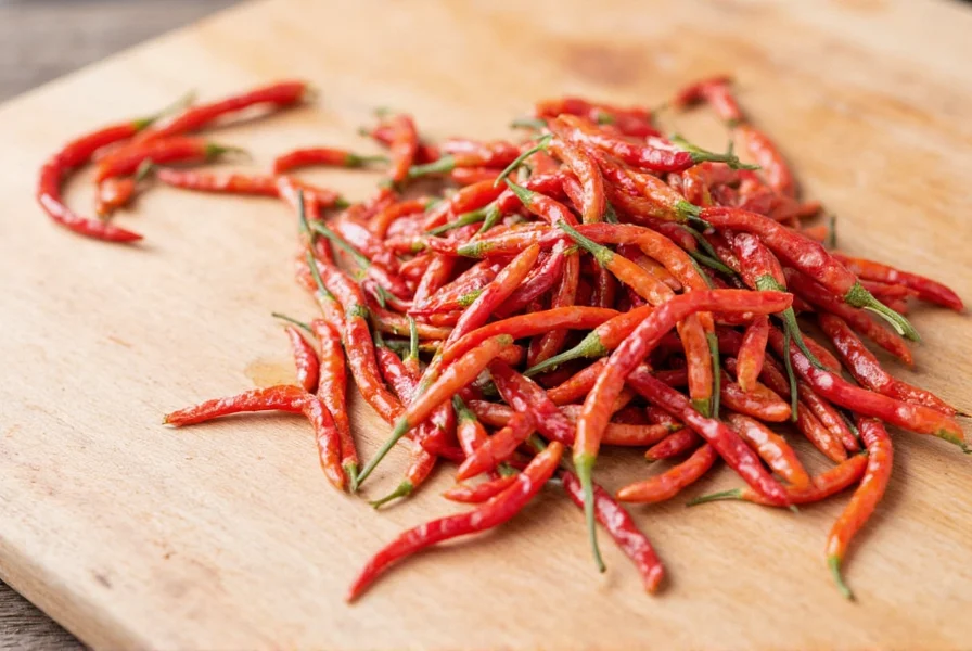 A vibrant dinner plate featuring bird chile-spiced food