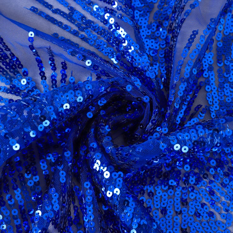 

2021 High Quality embroidery lace fabric with sequin embroidery for evening dress with tulle net mesh heavy beaded fabric