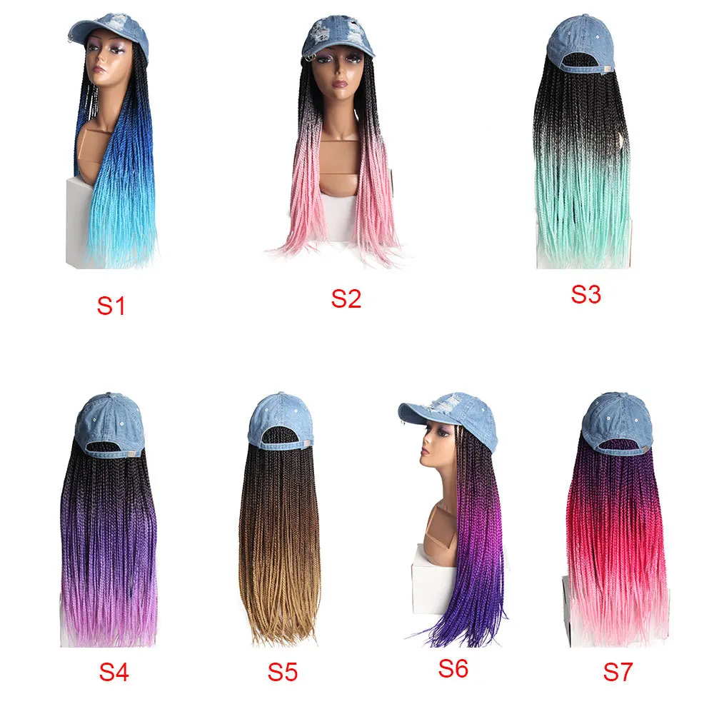 

New style private label synthetic wigs different colors hair wig with cowboy hat braided wigs for black women hat braided, Customized colors