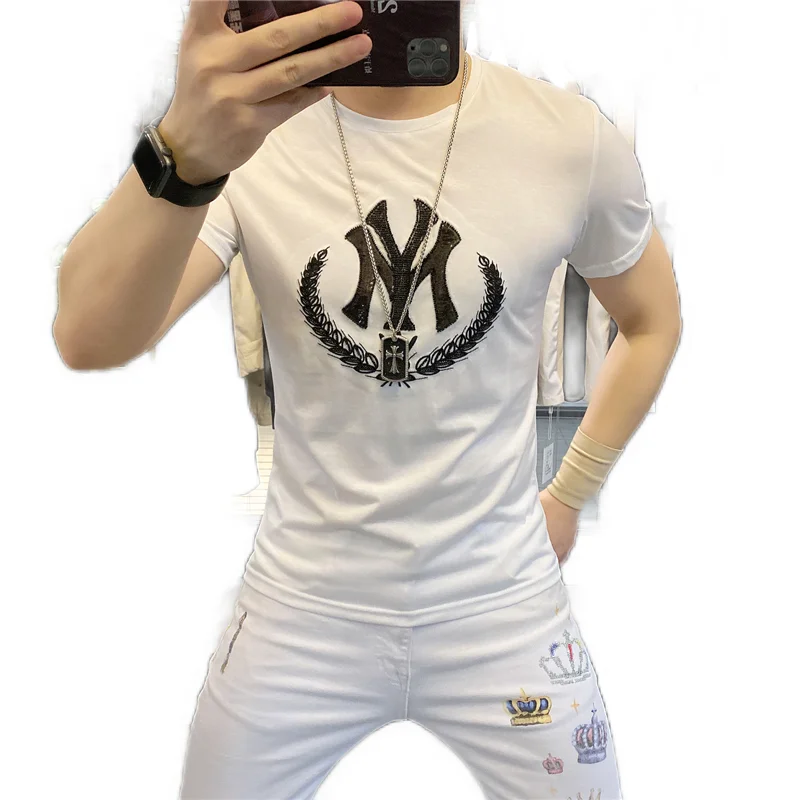 

Men's short-sleeved T shirt Summer Korean version round collar trim top cheap men's clothing teenagers trend half sleeve, Mixed color