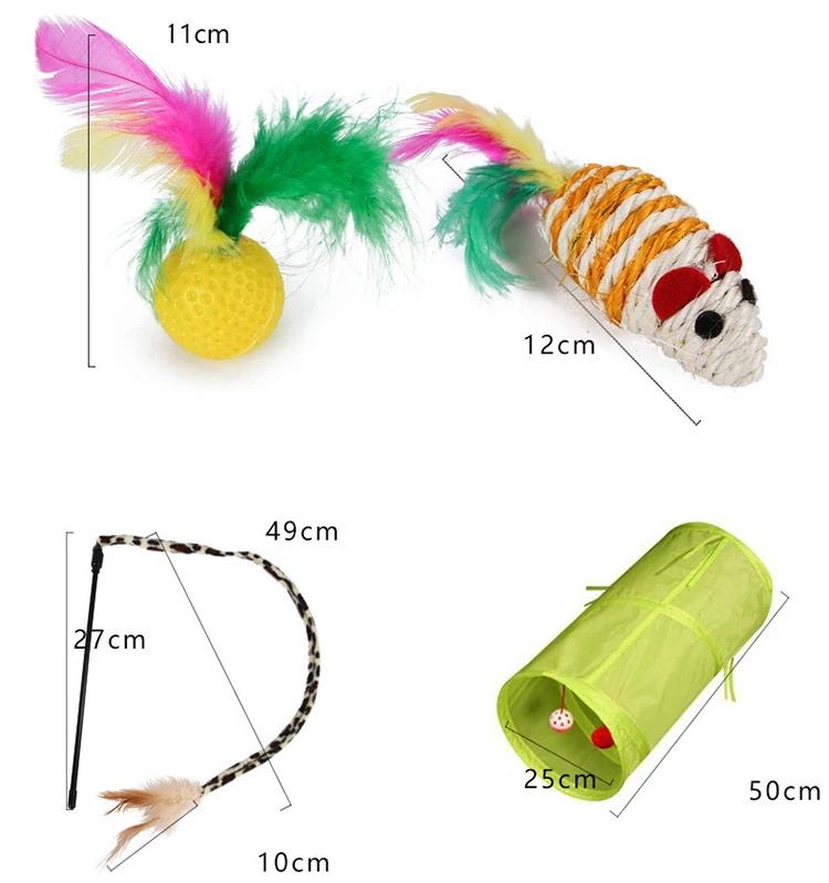 21 Pcs Retractable Cat Toy Wand Kitten Cat Pet Toy Wire Chaser Wand