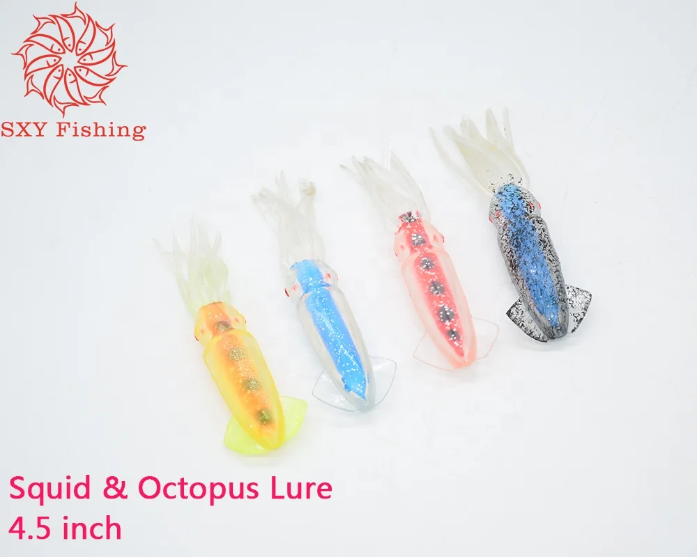 

SXY FISHING Octopus Trolling bait squid Lure Squid Trolling Lure Soft bait Big game lure Laser film squid 4.5 inch