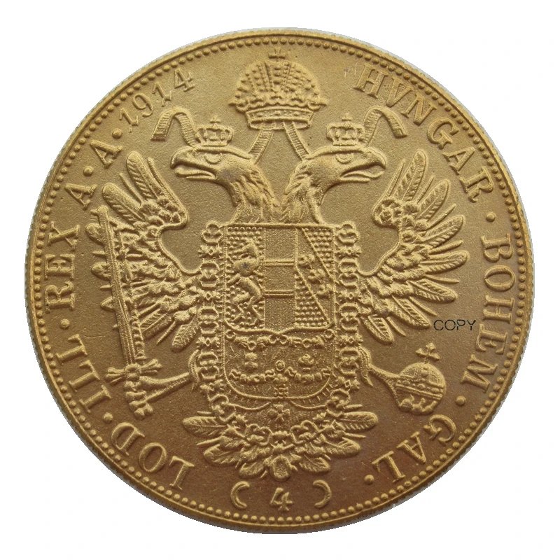 

Reproduction Austria - Habsburg 1902 4 Ducats - Franz Joseph I Gold Plated Custom Commemorative Coins