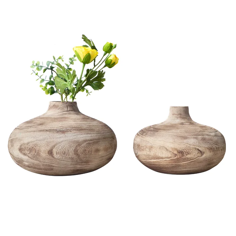 
Wooden Living Room Handmade Wood Vases For Home Decoration  (1600074666571)