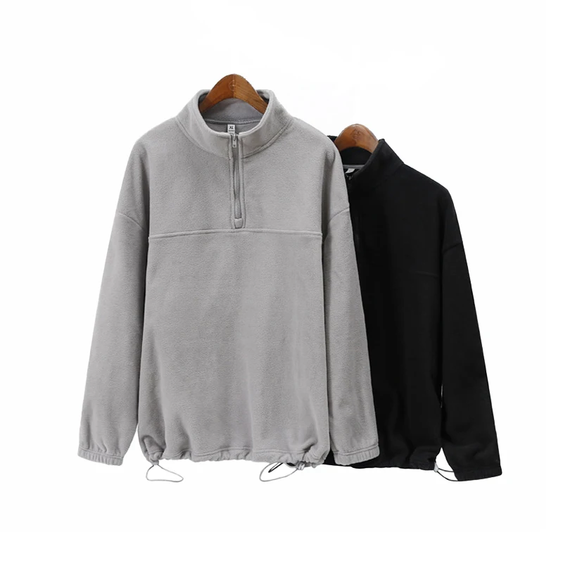 

High Quality Oversized Plain Zip Collar Sweatshirt Wholesale Polar Fleece Custom Embroidery Blank Unisex Pullover Sweatshirts
