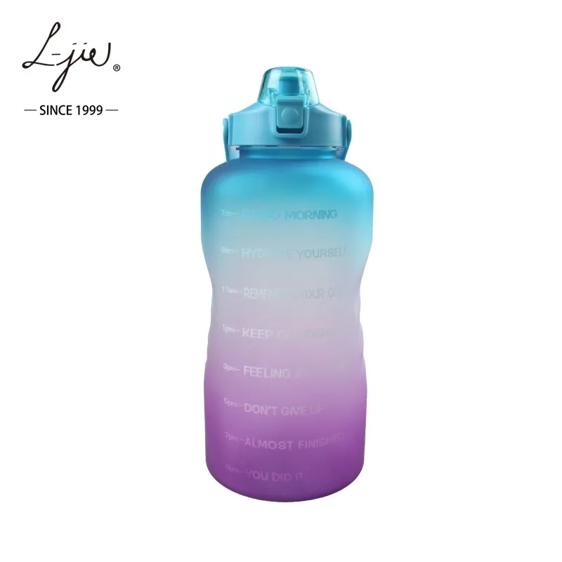 

Half Gallon Water Bottles With Custom Logo Tritan Fitness Gradient Motivational Water Bottle With Straw, Customized color