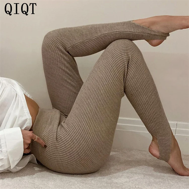 

New Style Women Clothing Pants Solid Color Trousers Women Winter Clothes Sweat Pants Womens Knitted Long Yoga Pants Leggings