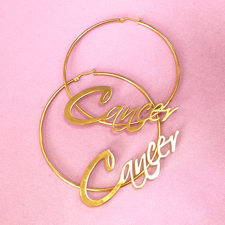 

2021 Hot sell Female Alphabetic Big Circle Exclusive Design Custom Large Earring, Colors