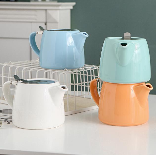 

Nordic Style Ceramic Tea Pot Stainless Coffee Strainer English Coffee Pot with Stainless Steel Lid, Transparent