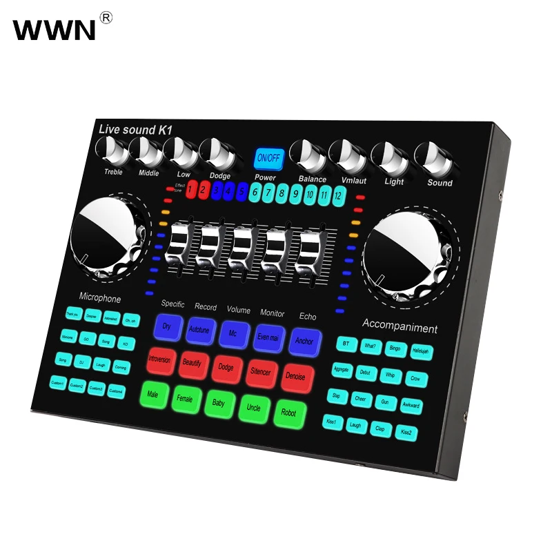 

Hot sale External computer interface Two-channel DSP dual core chip K1 live sound card