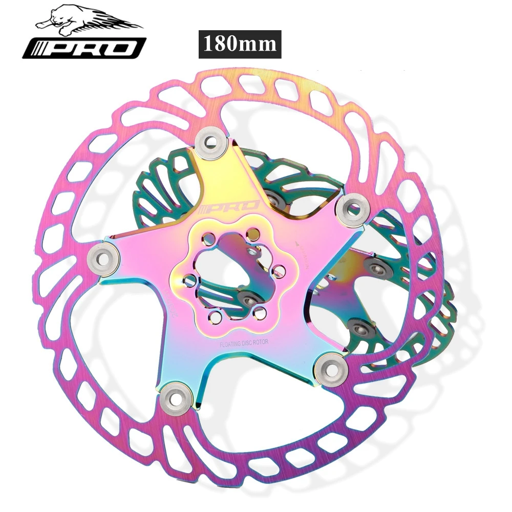 

IIIPRO Stainless Steel floating brake disc 180mm Mountain Bike Disc Brake For Mountain Bike Six nail rainbow color