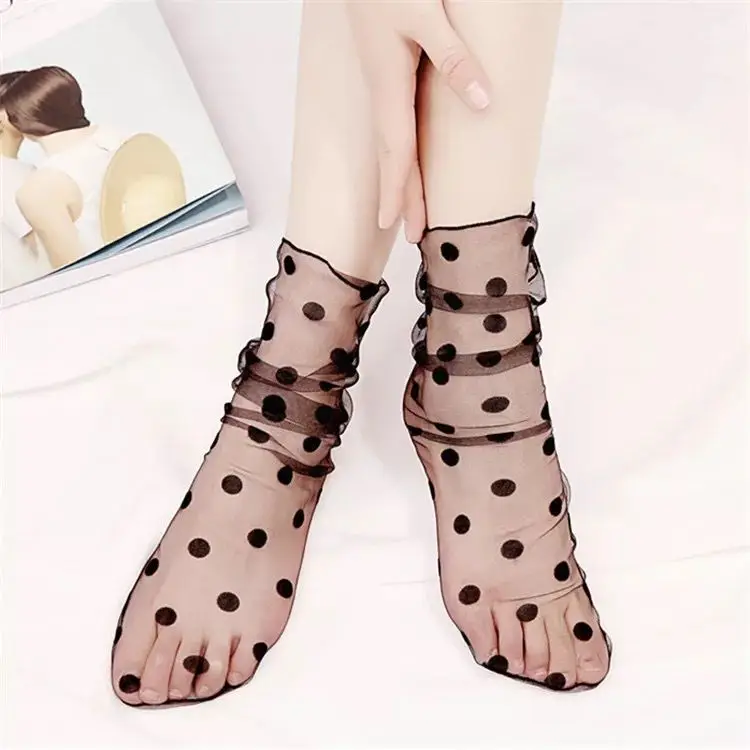 

WIIPU New summer sexy lace mesh women's socks elastic fashion soft socks women retro floral ultra-thin socks