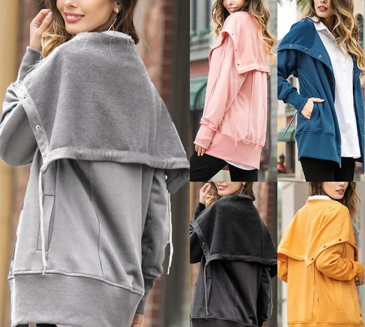 

2020 New Arrival long sleeve pocket solid color plus size sweater cardigan for women
