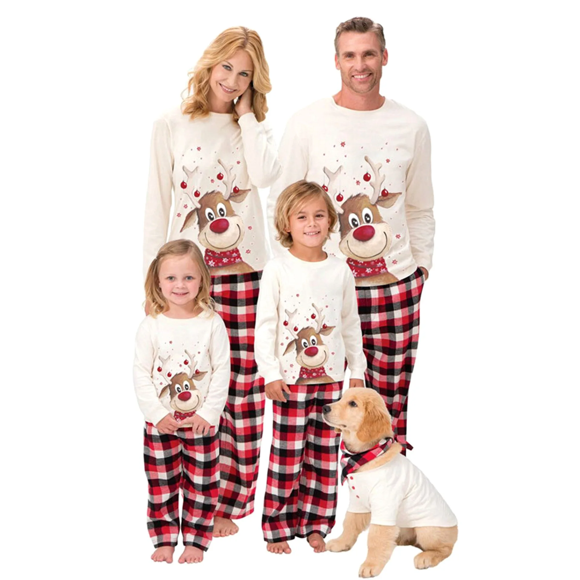 

WKER customized unisex elk print Christmas parent-child long-sleeved family pajamas and home service suits in stock