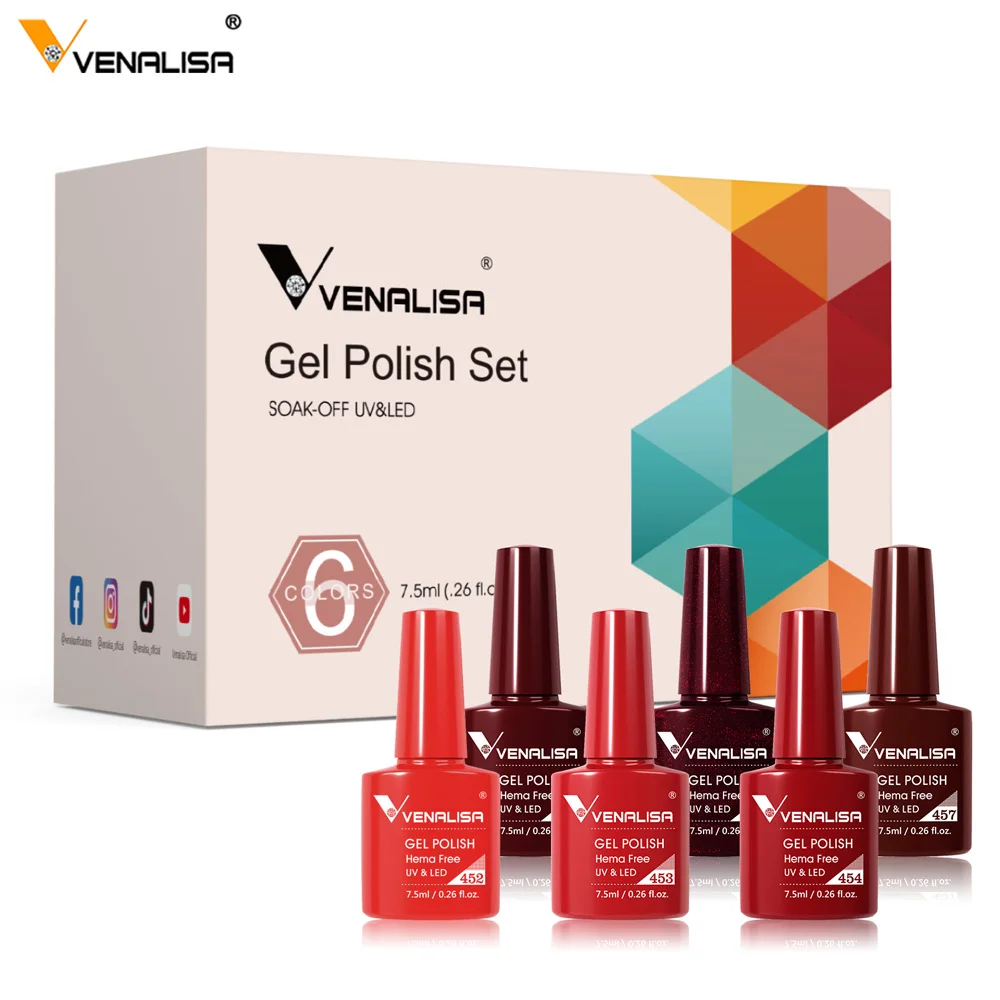 

92091# New Venalisa 6pcs/set Nail Salon Personal UV Nail Gel Polish gift set