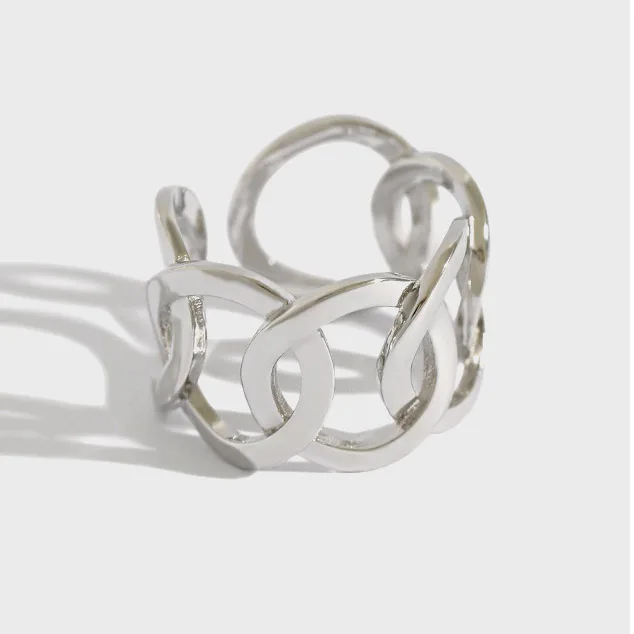 

Simple Statement Chain Shape S925 Sterling Silver Hot Selling Wholesale Open Adjustable Rings For Women