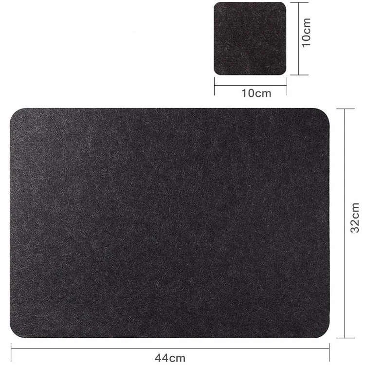 

Black rectangle felt placemat/coaster set 6pcs custom thickness/color, Black or customzied color