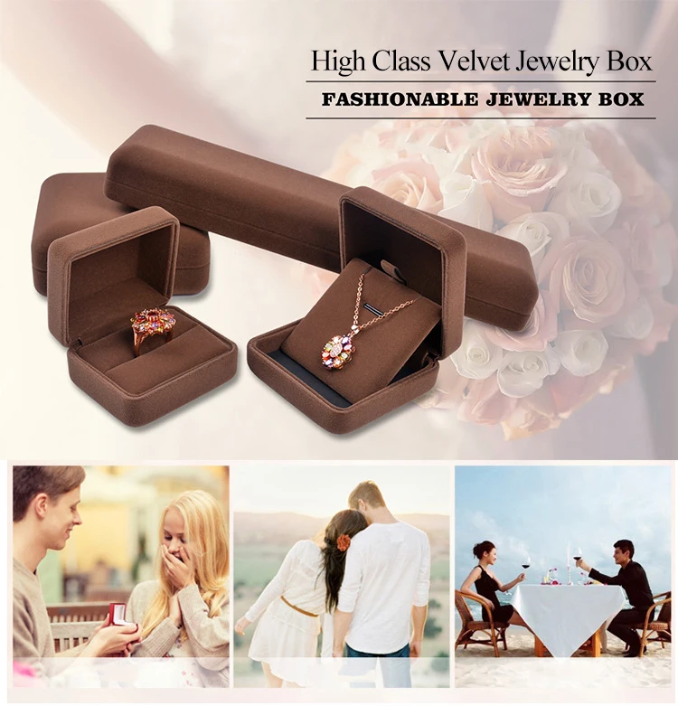 Custom Wholesale Velvet Fabric Jewellery Packaging Necklace Bangle Bracelet Ring Set Jewelry Box