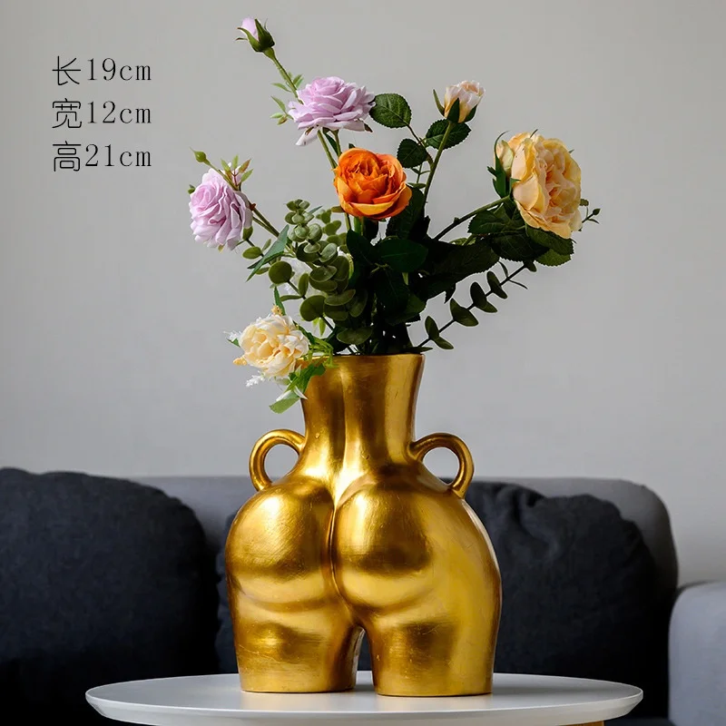 

15/21/30cm Large Size Human Body Resin Bust Butt Nude Bum Vase Furnishing Handmade Home Decor Flower Arrangement Flower Vase, As picture