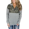 Women Autumn Leopard Patchwork Loose 1/4 Zipper Hoodies