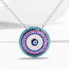 Stylish 100% 925 Sterling Silver Necklace With Colorful CZ Blue Eye Pendant Necklaces Fashion Women Silver Jewelry