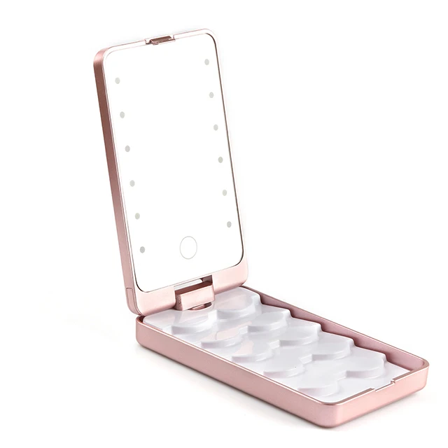 

90% Off Luxury Travel Case Eyelash Holder Portable Vintage Eyelash Mirror Set With Led Light Crazy Best Makeup Supplier, Black/white/pink/rose gold