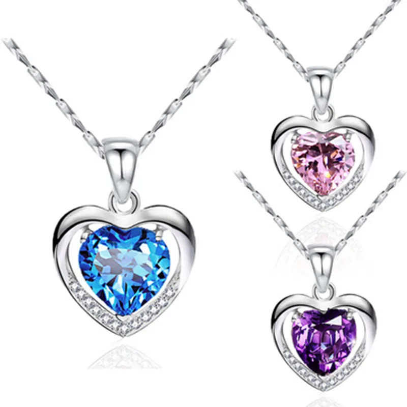 Unisex Heart of the Ocean Necklace Bronze with Silver Plating Fashionable Couple's Valentine's Day Anniversary Gift