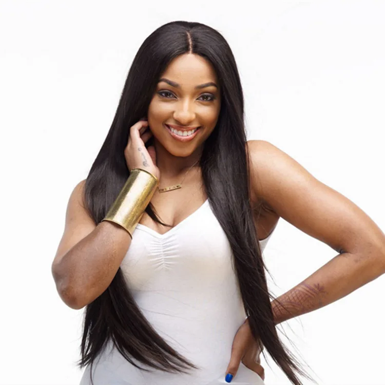 

Factory Wholesale High Quality Lace Front Human Hair Wigs Black Synthetic Hair Wigs Women Long Hair