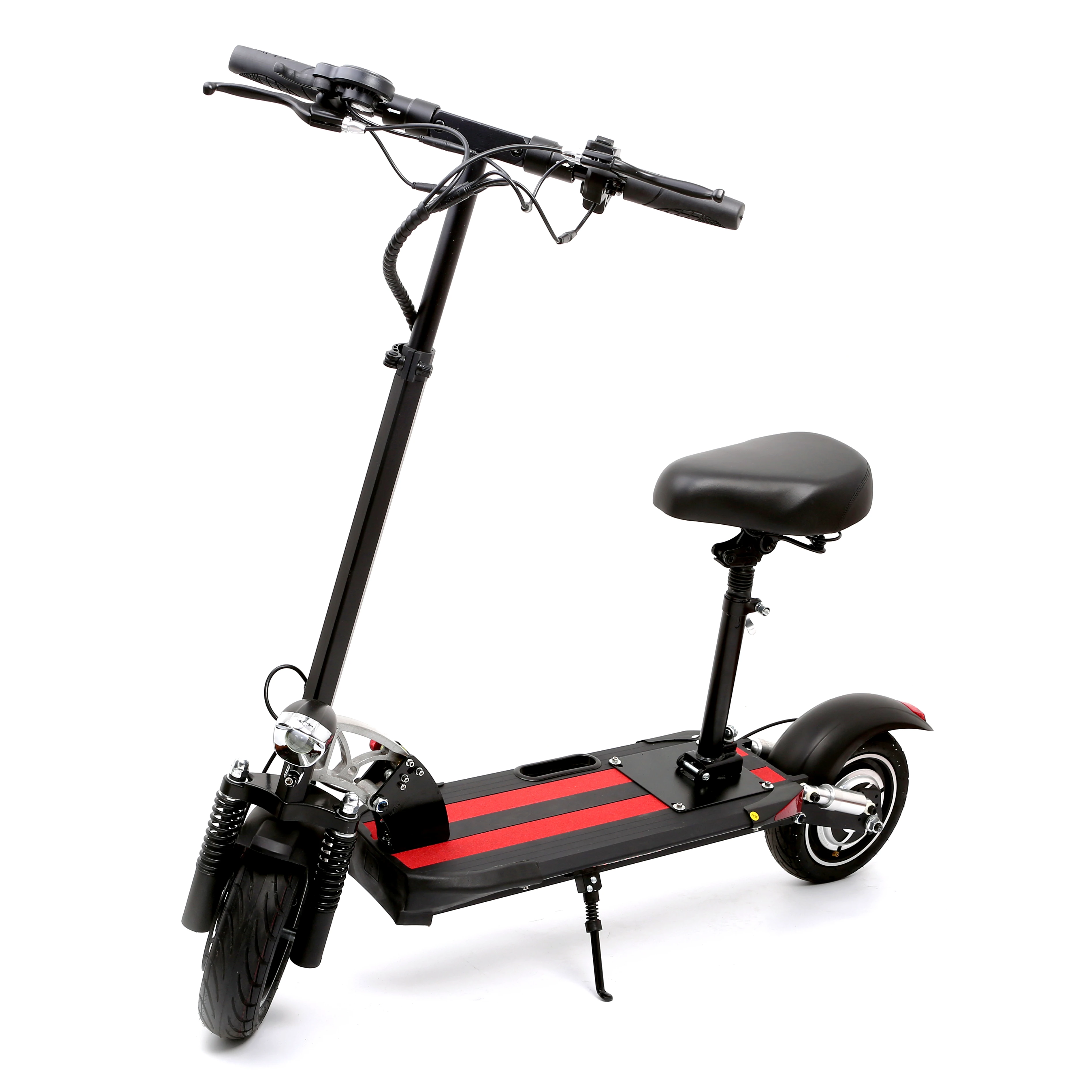 

Standing adult foldable two wheel small electric scooter with seat, Black and red