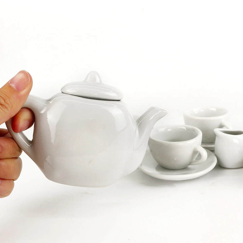 Diy Educational Colorful Art And Craft Painting Ceramic Tea Set Toy For