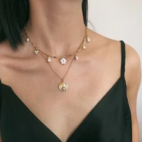 

2020 new Irregular pearl necklace multilayer chain vintage coin necklace