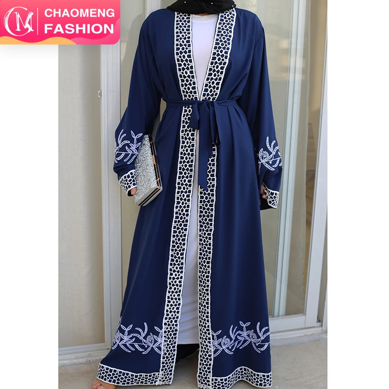 

1810# Middle East Ethnic Region Clothing Latest Muslim Design Long Sleeve Jibab Stylish Dubai Abaya 2020, Blue/black/green / customized