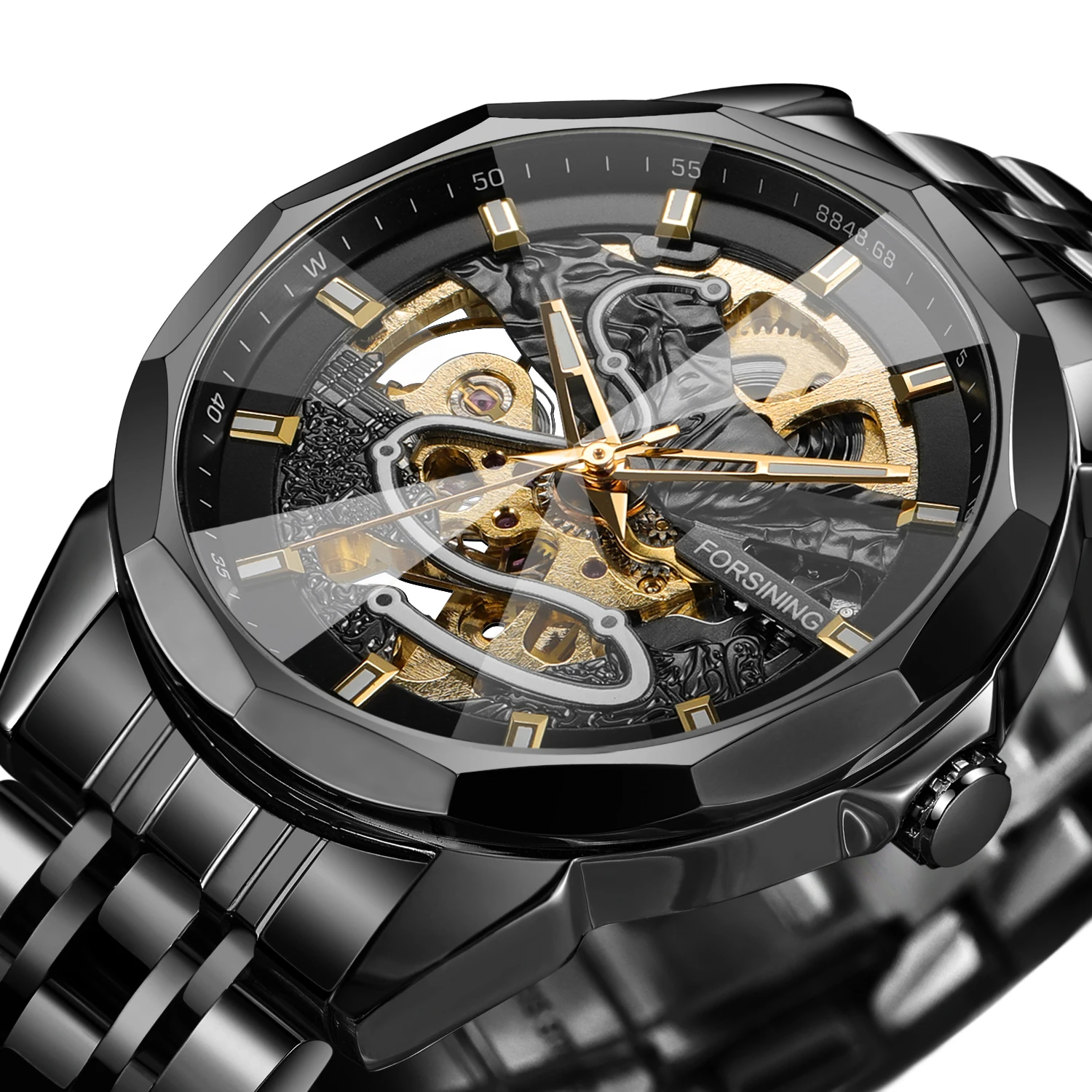 Forsining Watch Hot Sale OEM Watches  Mens Strong Luminous Luxury Brand Skeleton Automatic Mechanical Movement Wristwatch Man
