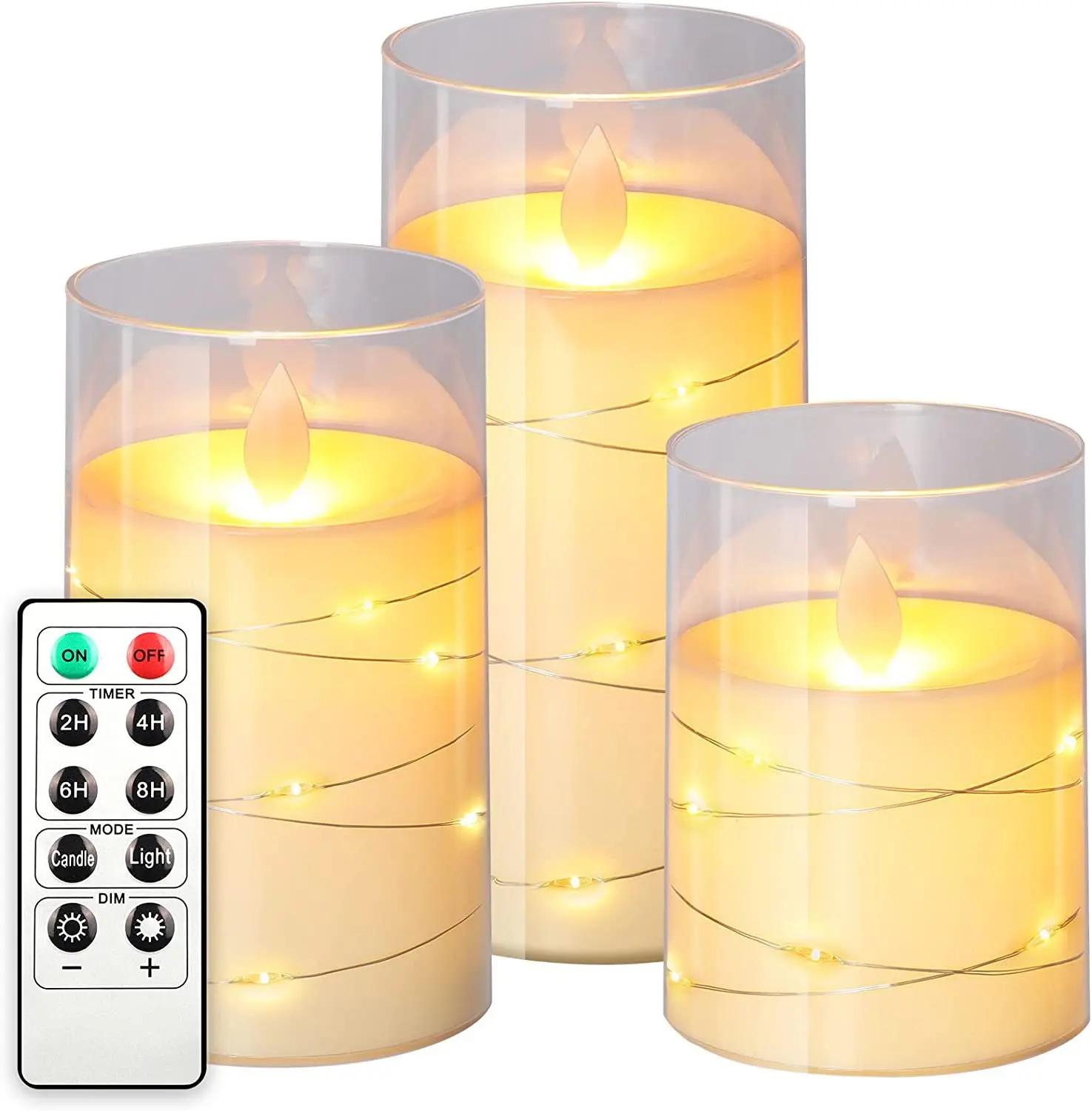 

FASHION 3 Pcs Set Copper wire plastic cover bullet Flickering Flameless Wedding decoration Led Candles Set With Remote Control