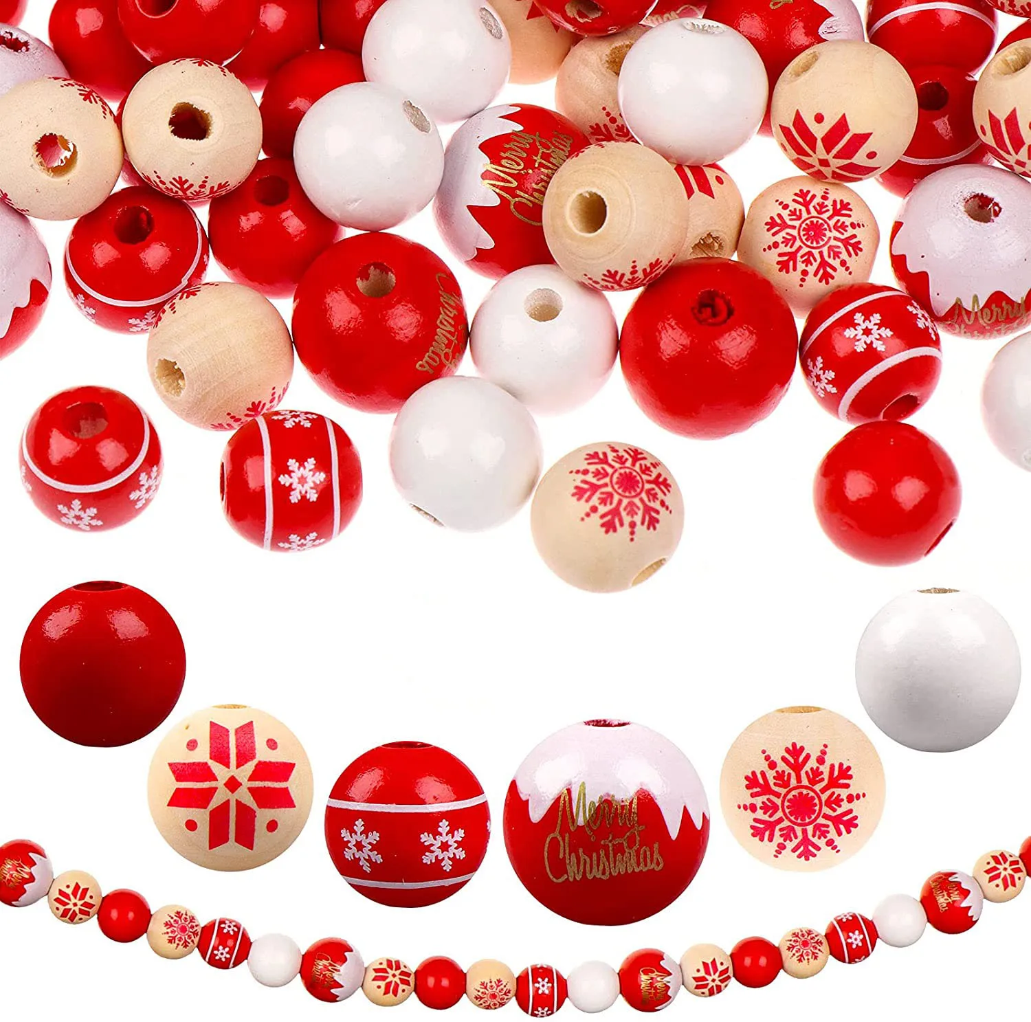 

Winter handmade party supplies DIY garland decoration  20mm christmas colored wood spacer beads, Multi color
