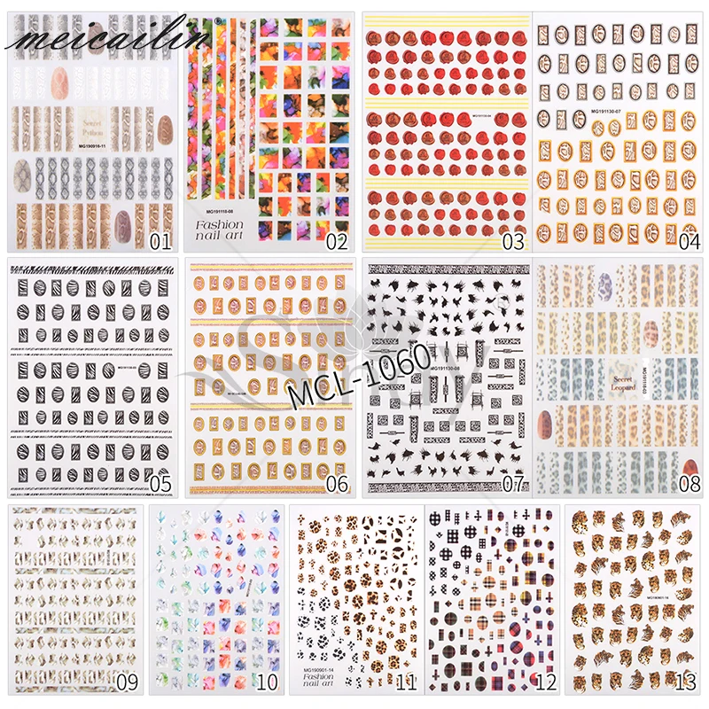 

2020 Newest 13 styles Sexy grain nail sticker for nail supplies