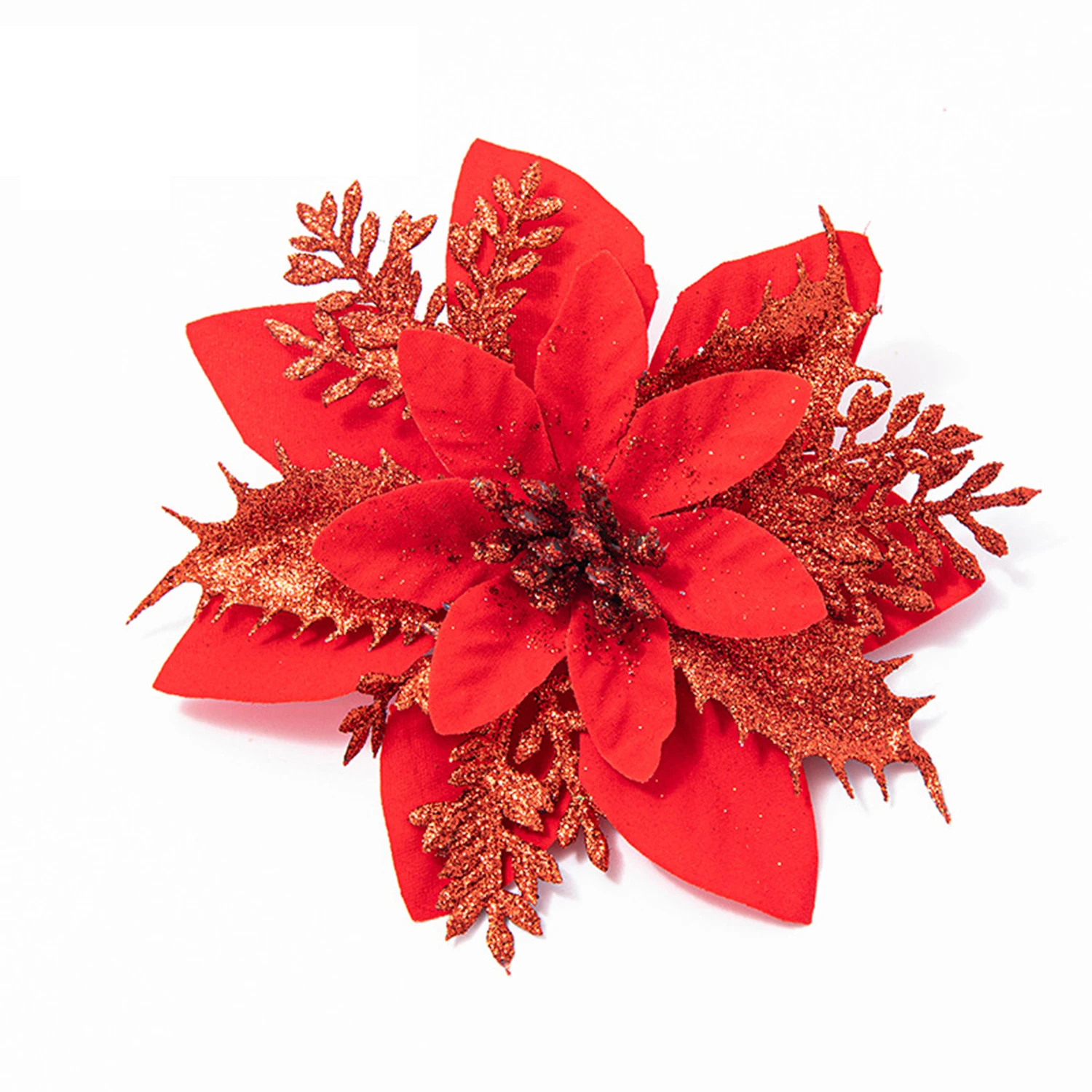 

Glitter Poinsettia Artificial Flowers Christmas Xmas Tree Ornaments for Wedding Party Wreath Decoration