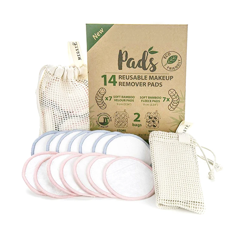 

ECO Natural Bamboo Organic Cotton Rounds Reusable Eye Makeup Remover Sanitary Pads For Facial Cleansing