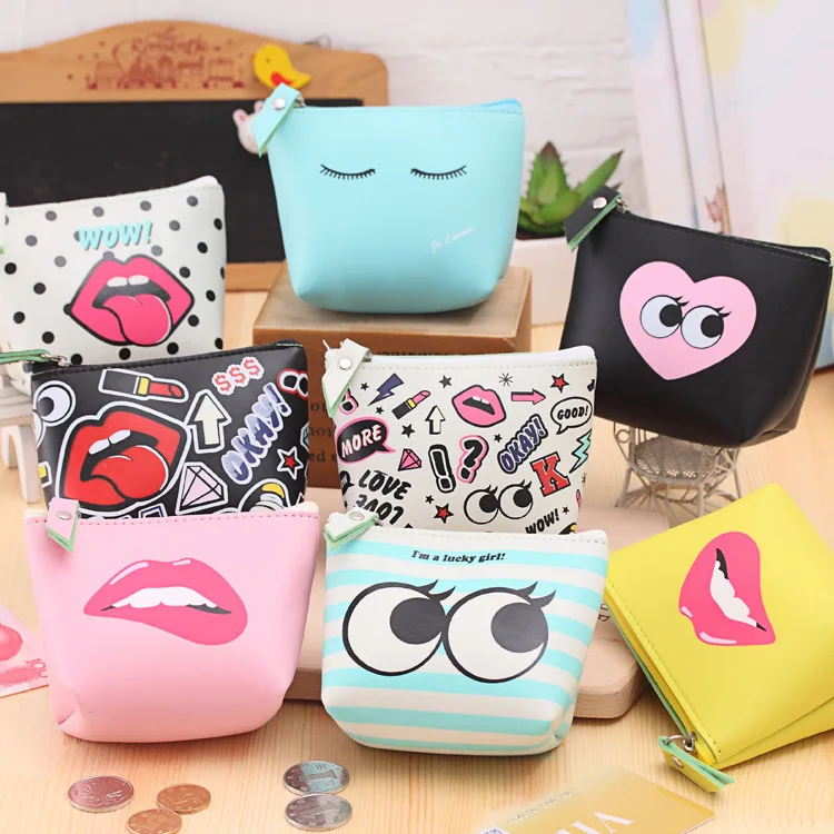 

New design girls small coin purse fashion cartoon waterproof coin key case pu leather money storage bag wholesale wallet bag