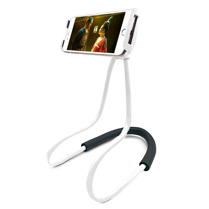 

Stand Desk Style Necklace Phone Holder Promotional Colorful Lazy Neck Phone Holder for Smartphone, Silver black