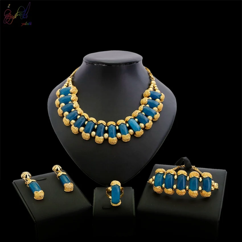 

Yulaili Fashion Jewelry Set Direct-sale Royal blue Jewellery Agate Jade Main Stone For Women's Party and Daily Wear