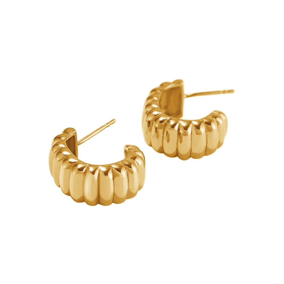 

Online wholesale fashion jewerly supplies 925 sterling silver 14k gold plated charlotte bold hoops earrings