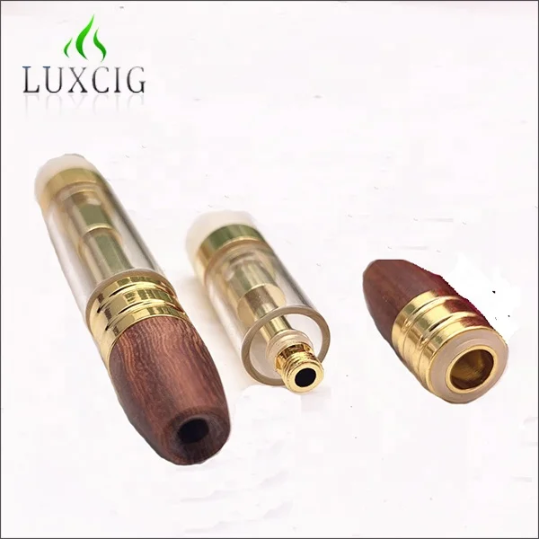 
New Look glass cbd oil vape atomizer wood tip gold color cbd vape cartridge with wooden tip mandera cbd cartucho 