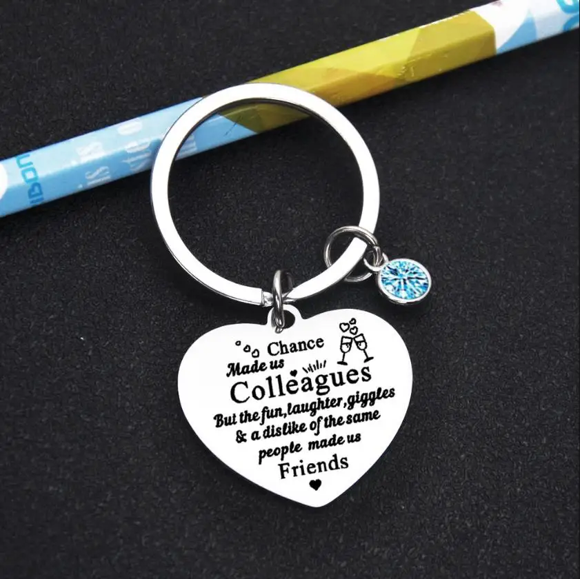 

New Design Keyring Gifts for Colleagues Friends Chance Made Us Colleagues Keychain Stainless Steel Keychain